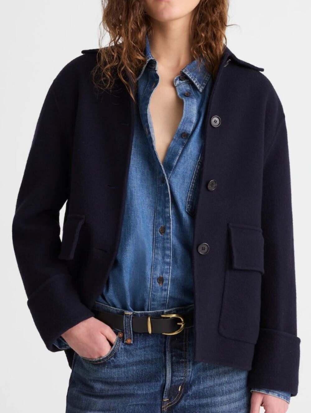 NWT Madewell Double-Faced Chore Jacket in Italian Wool Blend Coat Navy XXS
